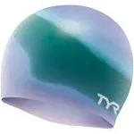 TYR Tie Dye Silicone Swim Cap Pink Yellow Orange Kids