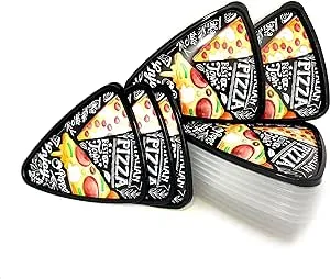 Pizza Slice Container Storage with Lids. Tray, Holder and Saver. Plastic Packs to go. The Best Idea to Serve Pizza to Your Kids. (6)