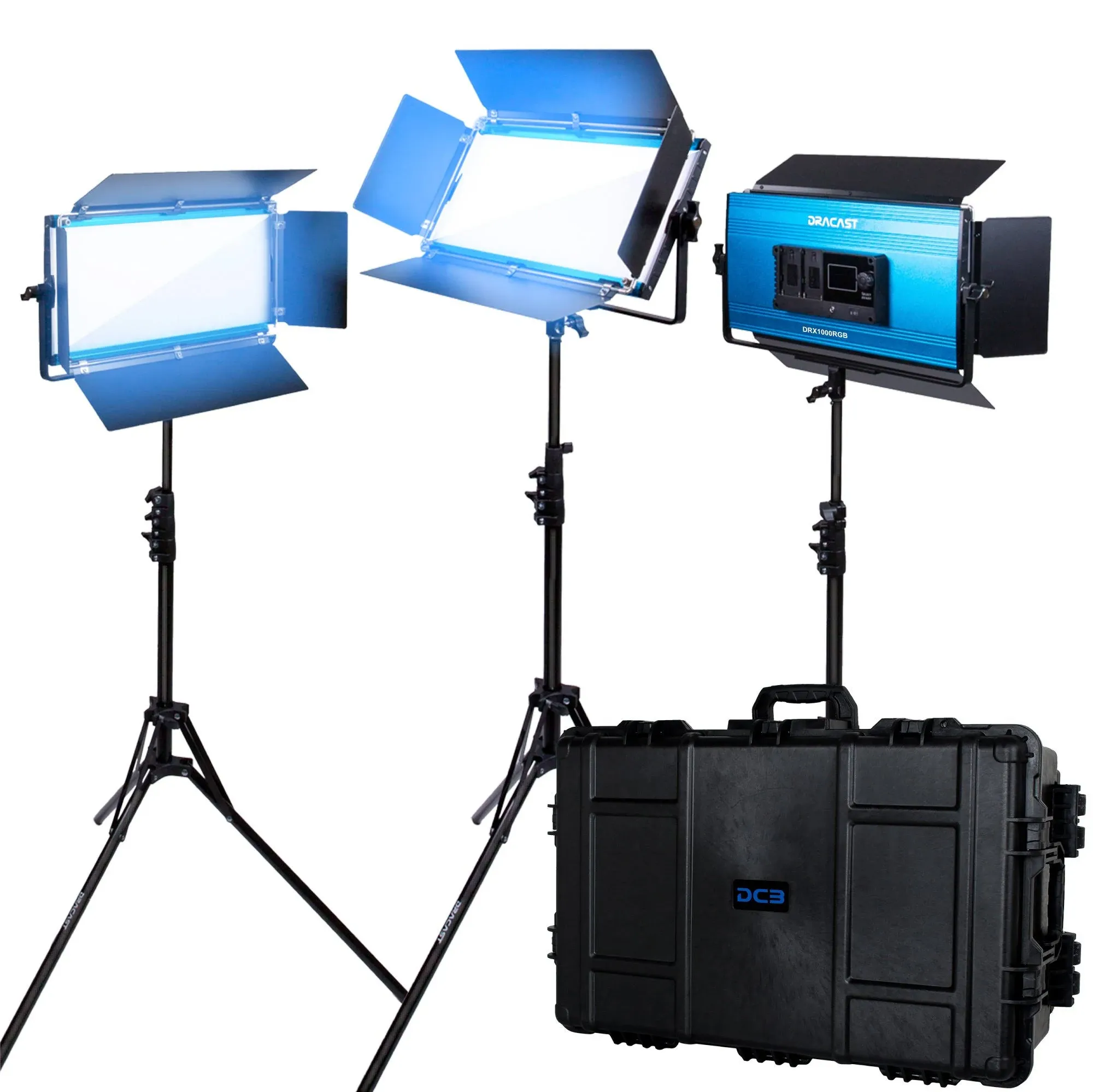 Dracast X Series LED1000 Daylight LED Light Panel Travel 3-Light Kit