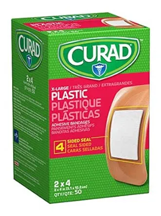 Curad Sheer-Gard Adhesive Bandages; Natural, XL size, 4 L x 2 W, 600/Pack