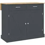 HOMCOM Rolling Kitchen Island with Drop Leaf Wood Breakfast Bar, Farmhouse Kitchen Cart with 2 Drawers, Dark Gray - Portable - Grey