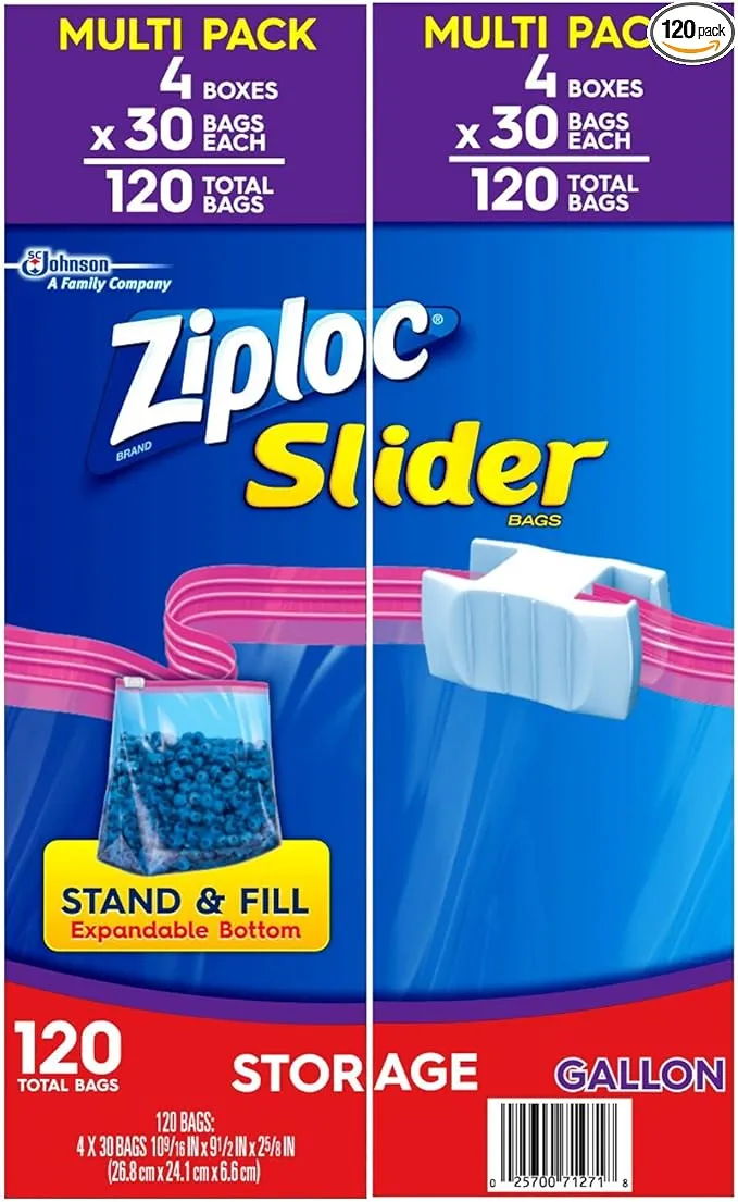 Ziploc Bags Slider Pack (120 CT Gallon Storage)