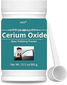 10.5oz Cerium Oxide Glass Scratch Remover, Professional Glass Polishing Compound for Windshield, Glass, Tero >99%, Faint Yellow, 1 Microns