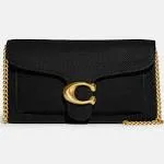 Coach Tabby Chain Leather Clutch Bag Black