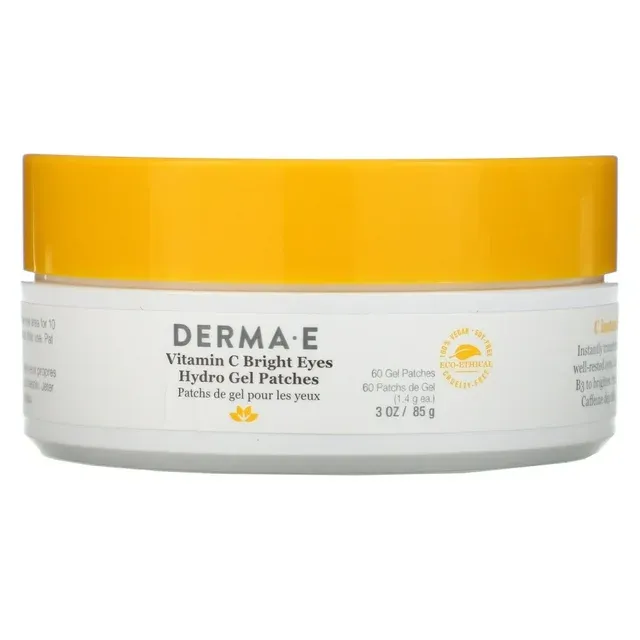 DERMA E‏, لاصقات الجل المائي بفيتامين جـ لتفتيح منطقة حول العينين، 60 لاصقة، 3 أونصات (85 جم)