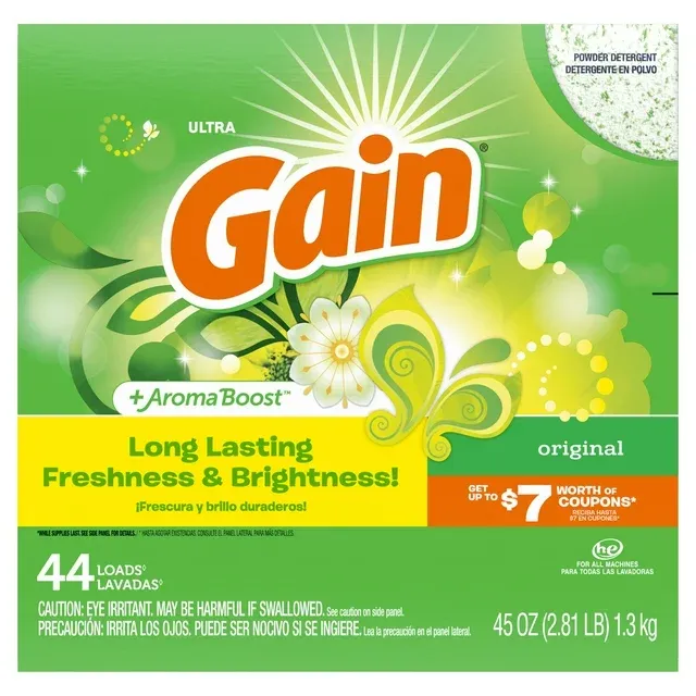 Gain Ultra Original Scent High Efficiency Powder Laundry Detergent 40 Load 45 oz. Box