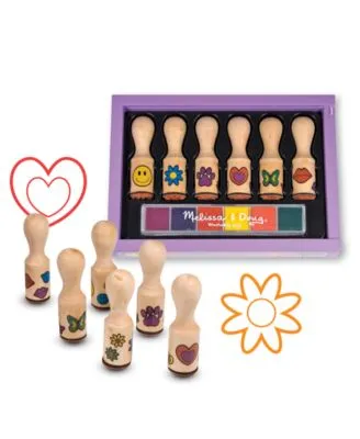 Melissa & Doug Wooden Stamp Set, Happy Handles