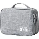 Travel Cable Organizer Bag, Electronic Accessories Case Portable Double, Grey