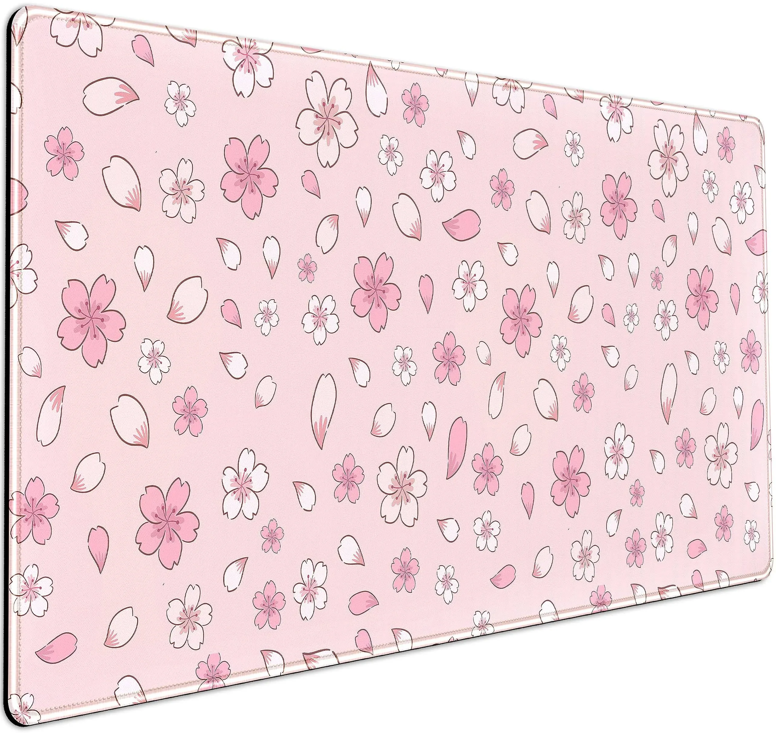 LuckyCow Cute Pink Desk Mat Cherry Blossom Large Mouse Pad XXL 31.5''x15.7'', Pastel Anime Aesthetics Desk Pad Keyboard Mat Big Gaming Deskmat, Extended