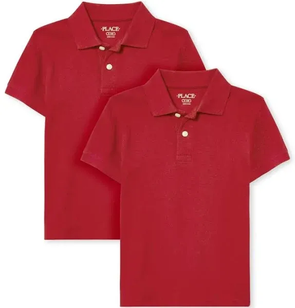 The Children's Place Boys Uniform Pique Polo 2-Pack | Size 3XL (18H) | Red | 100% Cotton