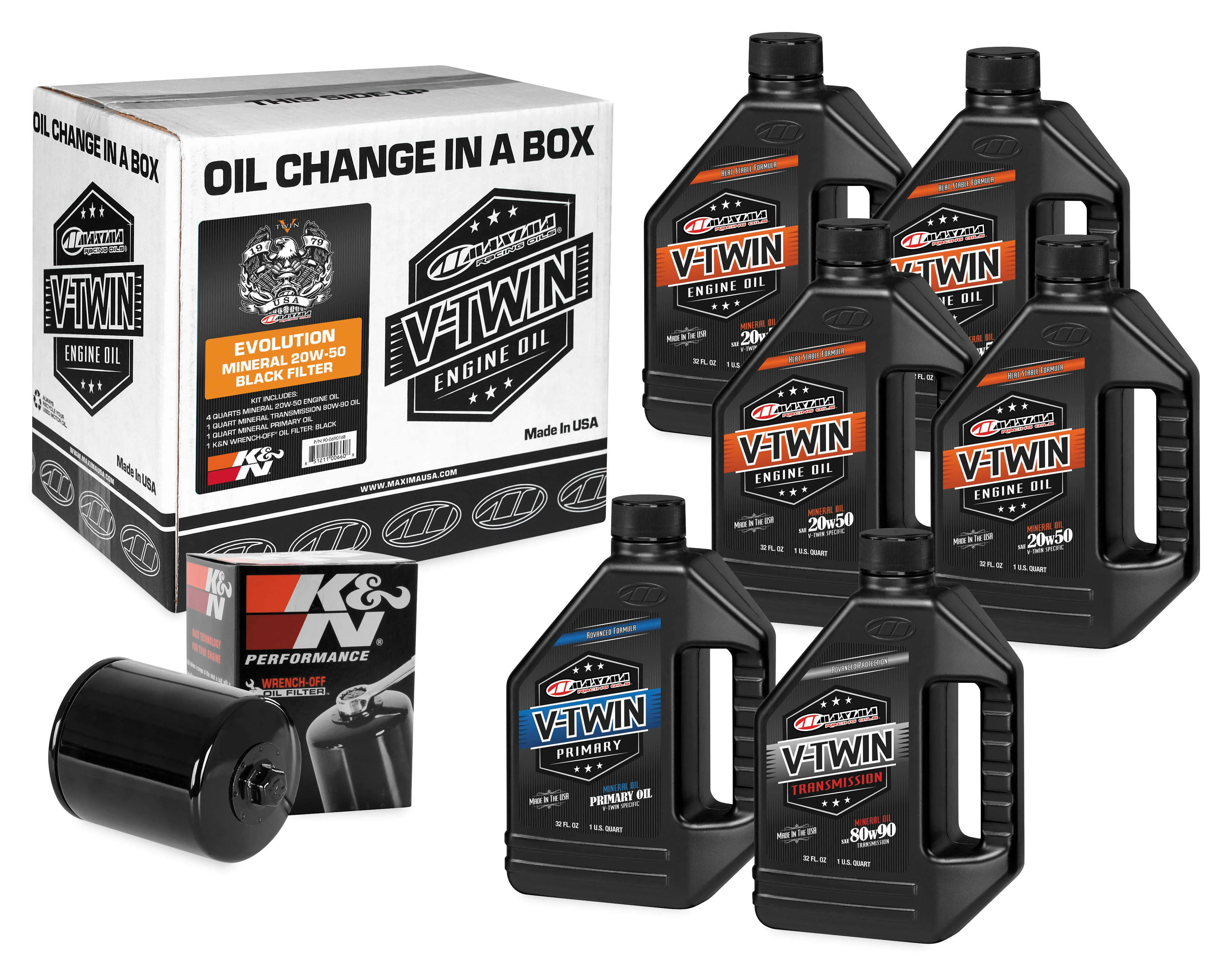 Maxima V-Twin Oil Change Kit Synthetic Twin Cam Black Filter