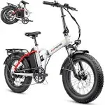 Hipeak 750W Electric Bike Folding Ebike 48V 15Ah 20\\" x 4.0\\" Fat Tire Removable Battery 25MPH White