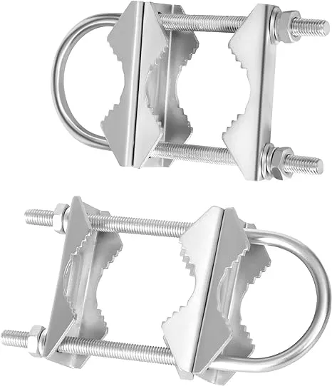 Double Antenna Mast Clamp Heavy Duty V-Jaw Bracket with U Bolts, Sturdy Mast to Mast Mounting Hardware for TV Antenna Ham Radio Antenna Starlink Antenna Outdoor Antenna（2 Sets）, Slinkdsco