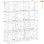 C&AHOME Wire Cube Storage, 12-Cube Organizer Metal, Wire C Grids Storage, Storage Bins Shelving, Modular Bookshelf Shelf, Closet Cabinet Ideal for