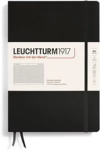 LEUCHTTURM1917 - Notebook Hardcover Composition B5-219 Numbered Pages for Writing and Journaling (Black, Squared)