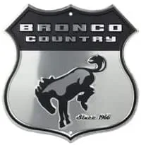 Bronco Country Shield Metal Sign