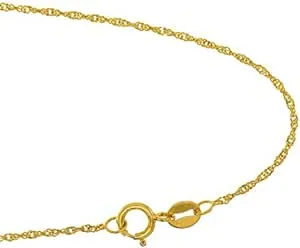 14k Yellow Gold Singapore Chain Bracelet, 1mm, 7&#034;