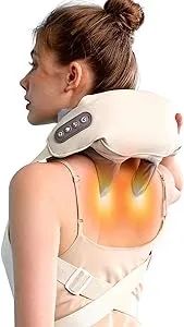 Wearable Neck Shoulder Massager, Deep Tissue Shiatsu Back Massagers with Heat for Pain Relief, Electric Human-Hand Kneading Squeeze Muscles Massage