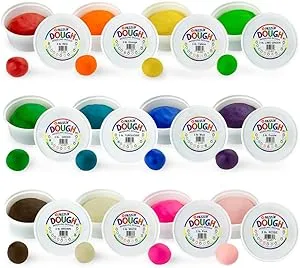 Hygloss Products Unscented Dazzlin’ Modeling Dough - Non-Toxic - 3lb - 12 Assorted Colors - 36 Pounds Total