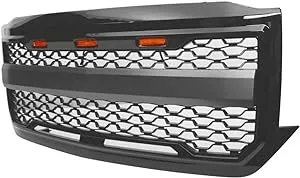 IKON MOTORSPORTS, Grille Compatible With 2016-2019 Chevrolet Silverado 1500 LD, Front Bumper Hood Mesh Grill Gloss Black, 2017