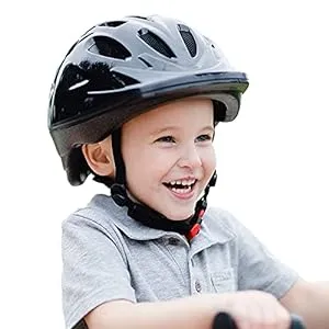 Joovy Noodle Bike Helmet for Toddlers and Kids Aged 1-9 with Adjustable-Fit Sizing Dial, Sun Visor, Pinch Guard on Chin Strap, and 14 Vents to Keep Little Ones Cool (Small, Black)