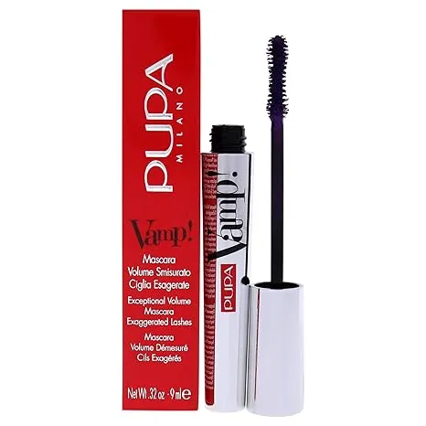 PUPA Milano Vamp! Mascara - For Voluminous And Dramatic Eyelashes Max Lengthening Defining Formula Adds Instant Impact Boost Eye Allure With Long, Thick Lashes 100 Extra Black 0.32 Oz, 40080001