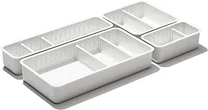 OXO Good Grips 4-Piece Complete Adjustable Drawer Bin Set with Removable Dividers