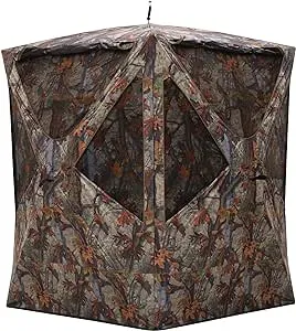 Barronett Blinds Prowler 300, Portable Hunting Blind, Tall Hub Blind, Shoot While Standing, Lightweight, 2-Person, Bloodtrail Woodland, 80” x 75” x 75”, PR300BT