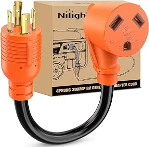 Nilight RV Generator Adapter Cord 30 Amp to 50 Amp 4 Prong Pure Copper Heavy Duty Twist Lock Male Plug10 Gauge Wire L14-30P to 14-50R 30M/50F for RV Camper Caravan Van Trailer, 2 Years Warranty