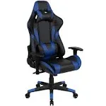 X20 Gaming Chair Racing Office Ergonomic Computer PC Adjustable Swivel Chair with Reclining Back in Blue LeatherSoft