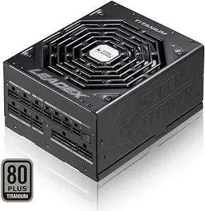 Super Flower Leadex Titanium 1000W 80+ Titanium, ECO Fanless & Silent Mode, Full Modular Power Supply, Dual Ball Bearing Fan, 10 Year Warranty,SF-1000F14HT