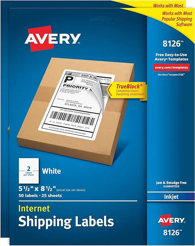 Avery Shipping Labels TrueBlock