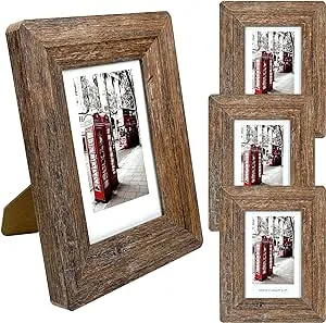 4x6 Picture Frames Set Set of 4 Wooden Picture Frames Real Tempered Glass and...