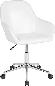 Flash Furniture Cortana Home and Office Mid-Back Chair in White LeatherSoft