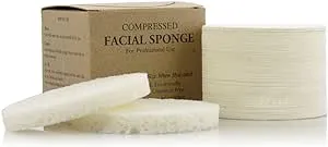 Facial Sponges - APPEARUS Compressed Natural Cellulose Face Sponge - Made in USA - Spa Sponges for Face Cleansing, Massage, Pore Exfoliating, Mask, Makeup Removal (50 Count) (White)