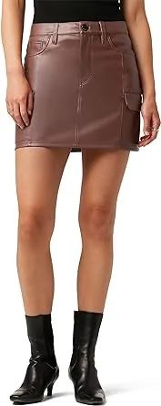 Viper Cargo Faux Leather Mini Skirt In Brown