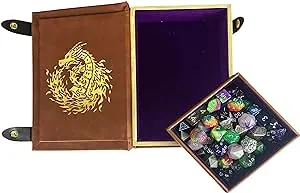 Fantasydice Book-Shaped Gold/Purple Fire Dragon Rolling Magic Book Tray for All ...