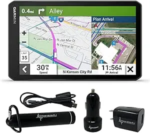 Wearable4U - Garmin OTR710, Large, Easy-to-Read 7 GPS Truck Navigator, Custom Truck Routing, High-Resolution Birdseye Satellite Imagery with Power Pack Bundle