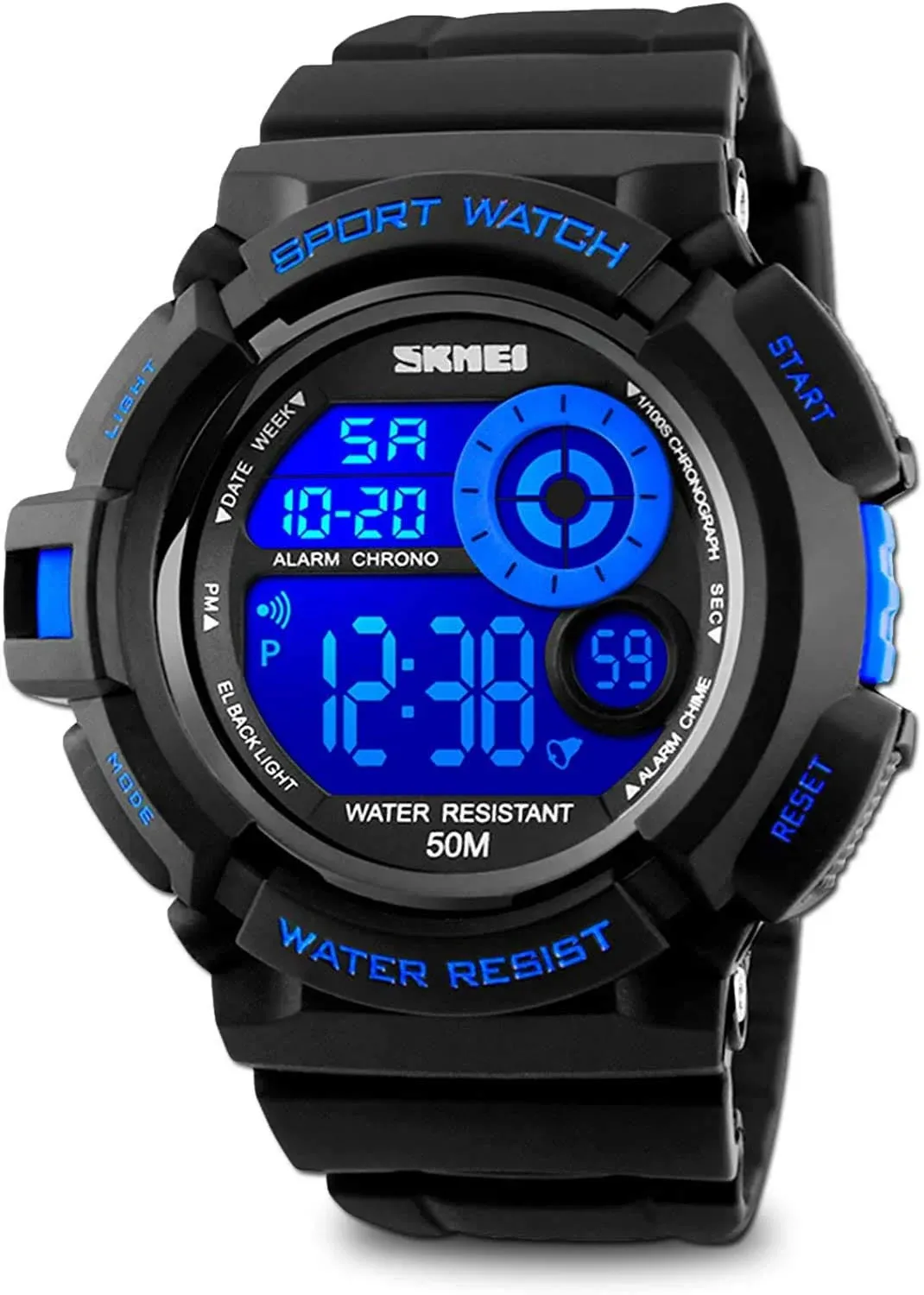 Mens Digital Sports Watch, Military Army Electronic Watches Running 50M 5 ATM Waterproof Sports LED 7 Colour Wristwatch Water Resistant with Stopwatch