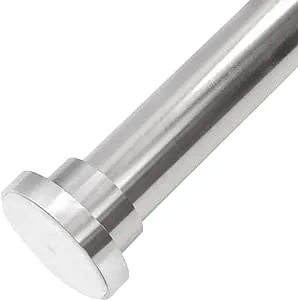 Meriville 1-inch Diameter Metal Spring Tension Rod, Closet Rod, Tension Curtain Rod, Shower Curtain Rod, Adjustable Length 42-inch to 72-inch, Satin Nickel