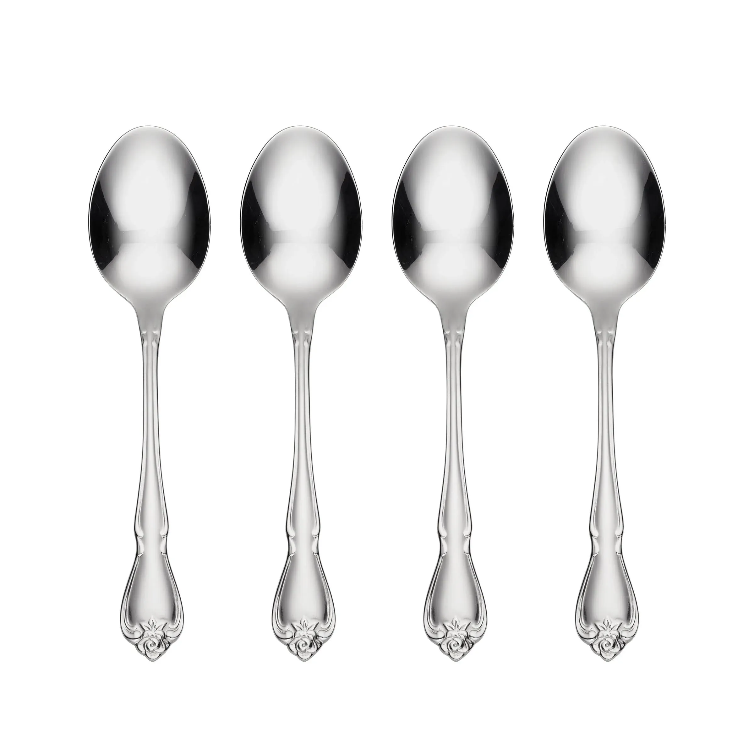 Oneida True Rose Everyday Flatware Dinner Spoons, Set of 4