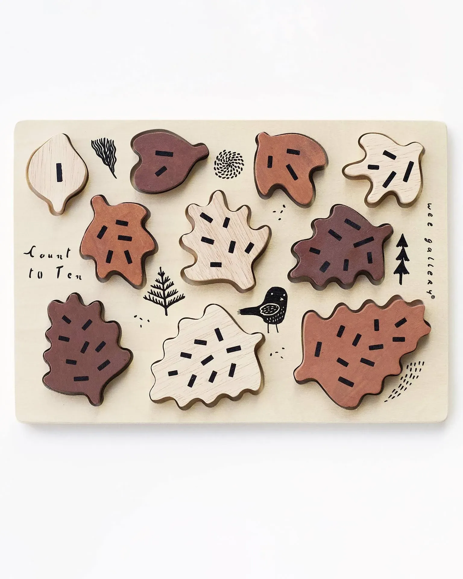 Wooden Tray Puzzle - Count to 10 Leaves