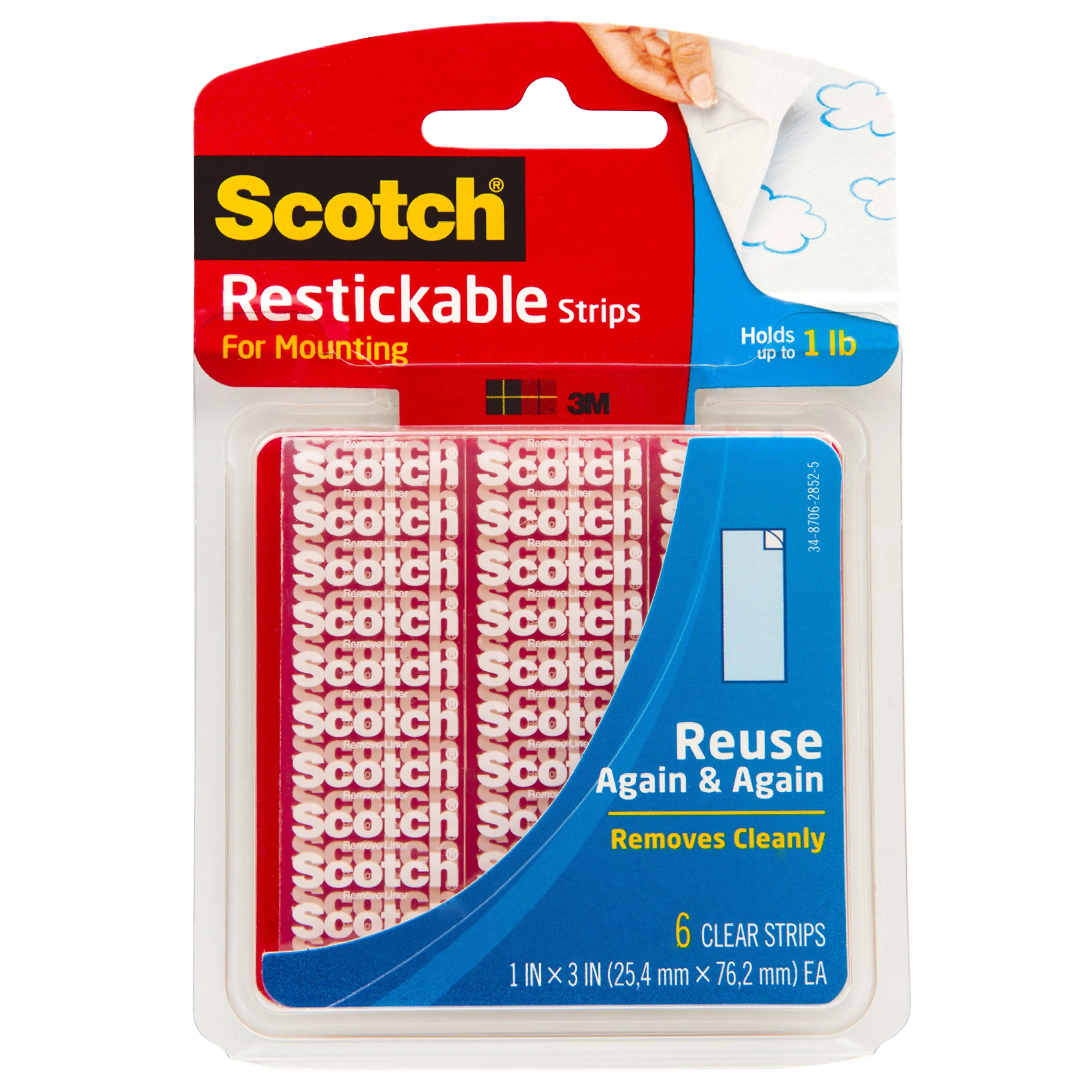 Scotch Restickable Mounting Tabs 1 x 3