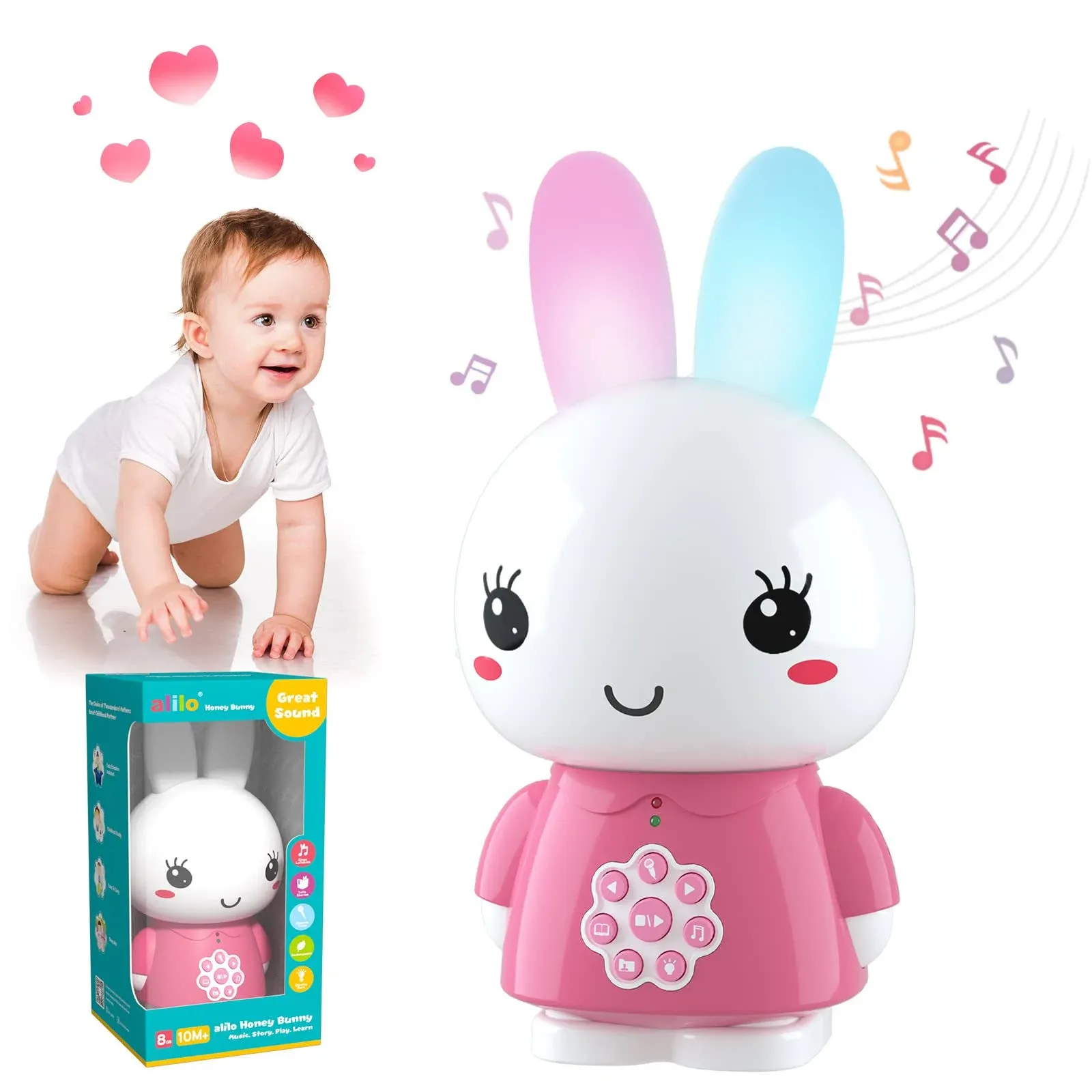 Alilo Bunny Kids Audio Player for Music Stories Learning, Screenfree Educational Toys Develop Imagination, Rechargeable