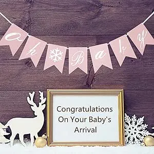 Snowflake Oh Baby BannerSilver Glitter Snowflake Baby Shower decorationWint<wbr/>er...