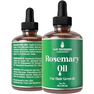 Rosemary Oil for Hair Growth, Men & Women – No Harsh Scent or Scalp Burn, Topical Hair Growth Oil for Loss Prevention, Thickness & Regrowth with Jojoba, Jamaican Black Castor, Peppermint, 1oz