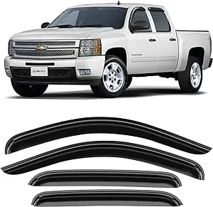 Side Window Deflectors Rain Guards for 2007-2013 Chevy Silverado Crew Cab 840233214801 | eBay