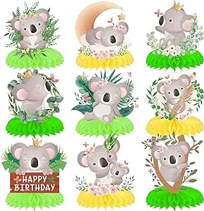 Koala Honeycomb Centerpieces 10pcs Koala Birthday Party Decoration Cute Koala Baby Shower Table Decoration for Koala Theme Party Supplies