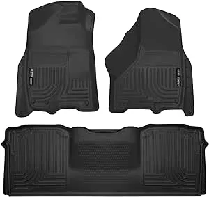 Husky Liners Weatherbeater Floor Mats | Fits 2010-2018 Dodge Ram 2500/3500 Mega Cab | Front & 2nd Row, 3-pc Black - 99041