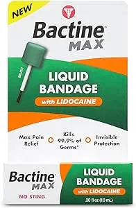 Bactine MAX Liquid Bandage Antiseptic with Lidocaine, .30 oz, 1 Count